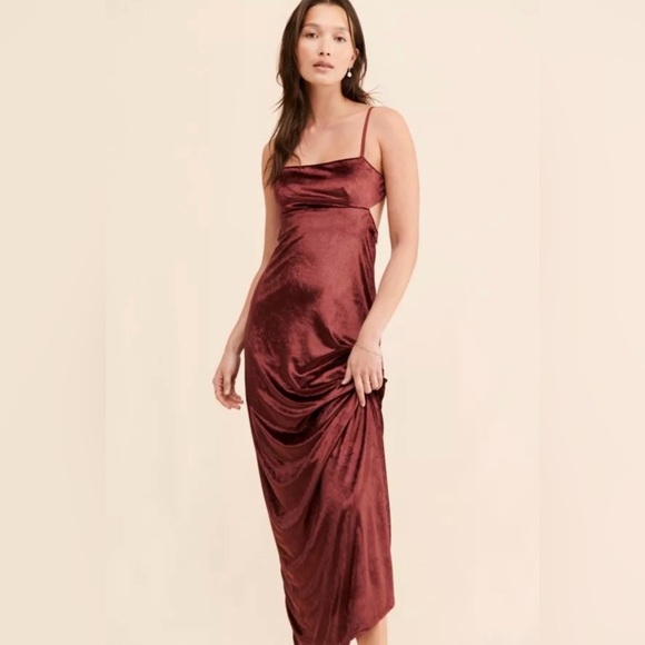 Free People Karlie Velvet Maxi Dress in Double Dare Red Size 0 NWT - Picture 3 of 11